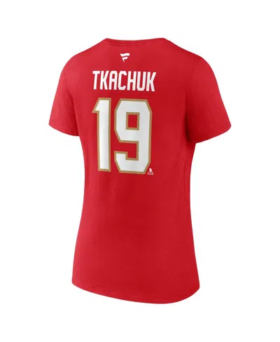 Fanatics Women's Matthew Tkachuk Red Florida Panthers 2025 Stanley Cup Champions Authentic Stack Name Number  In Red