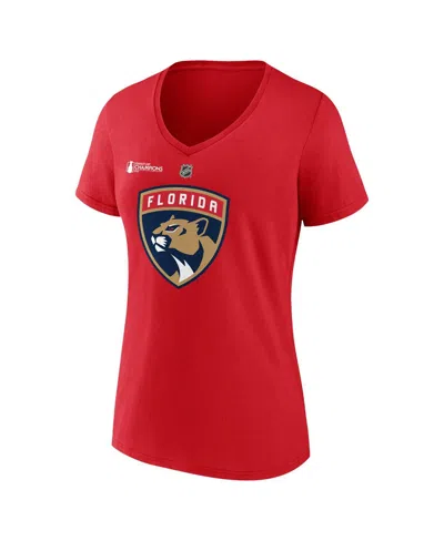 Fanatics Women's Matthew Tkachuk Red Florida Panthers 2025 Stanley Cup Champions Authentic Stack Name Number  In Red