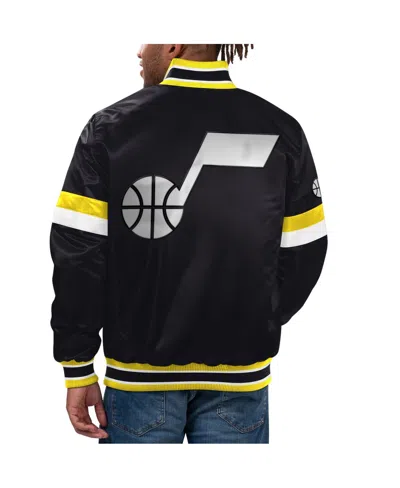 Starter Men's Black Utah Jazz Home Game Satin Full-snap Varsity Jacket In Black