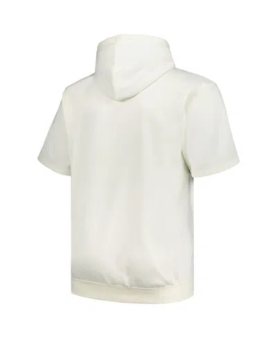 Profile Men's Oatmeal Brooklyn Dodgers Big Tall Cooperstown Collection Contrast Short Sleeve Pullover Hoodie In White