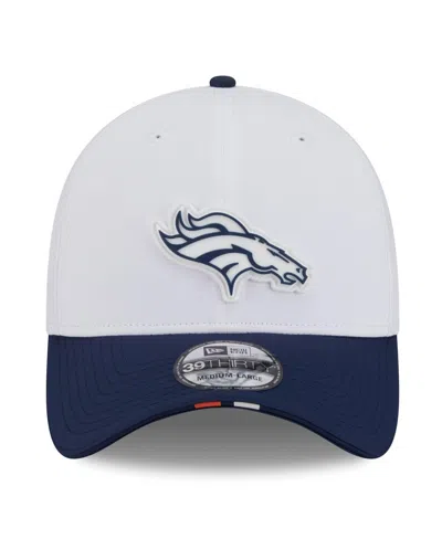 New Era Men's White/navy Denver Broncos 2025 Nfl Training Camp 39thirty Flex Hat