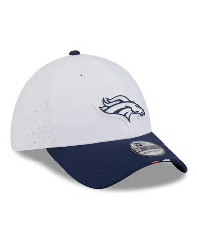 New Era Men's White/navy Denver Broncos 2025 Nfl Training Camp 39thirty Flex Hat