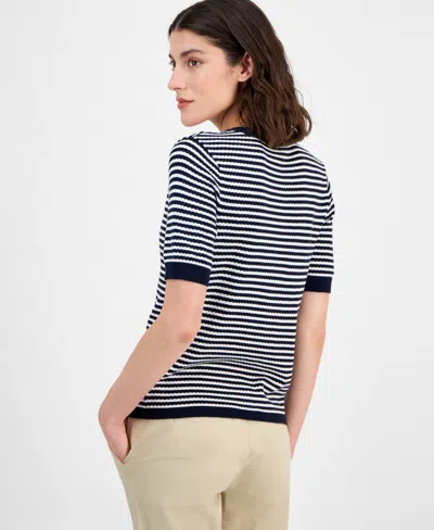 Tommy Hilfiger Women's Striped Henley Sweater In Pattern