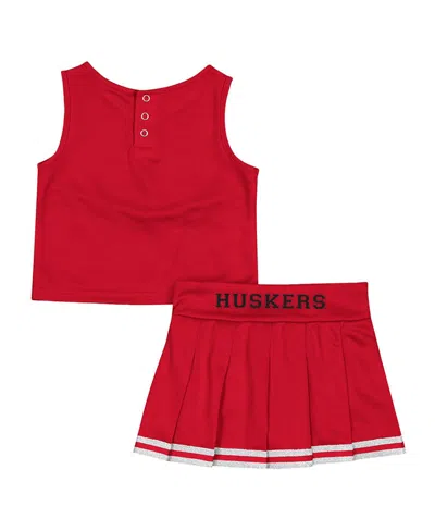 Colosseum Girls Toddler 2-piece Scarlet Nebraska Huskers Time For Recess Cheer Top And Skirt Set In Red