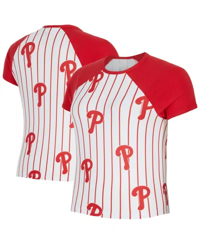Concepts Sport Women's White Philadelphia Phillies Outbound Pinstripe Raglan Top