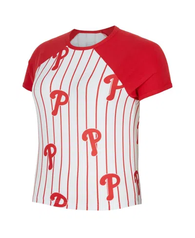 Concepts Sport Women's White Philadelphia Phillies Outbound Pinstripe Raglan Top