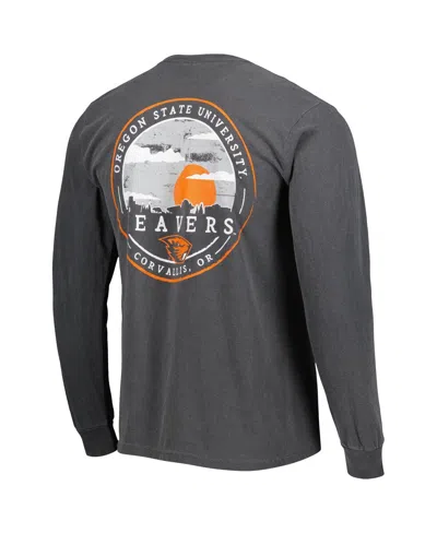 Image One Men's Black Oregon State Beavers Circle Campus Scene Long Sleeve T-shirt In Gray
