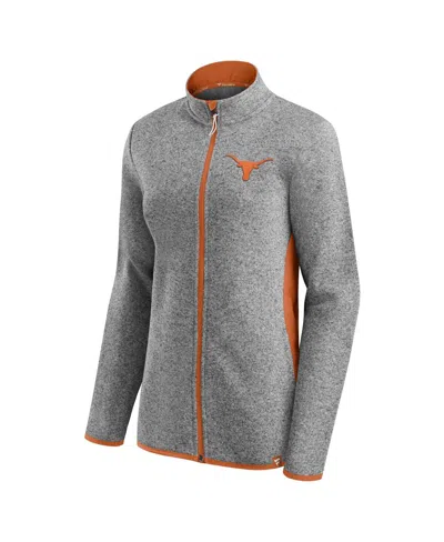 Fanatics Women's Heather Gray Texas Longhorns Block Party Fleece Full-zip Sweater In Gray