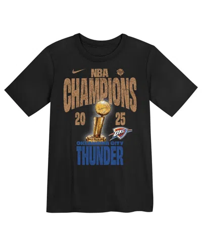 Nike Preschool Black Oklahoma City Thunder 2025 Nba Finals Champions Locker Room Confetti T-shirt In Blue