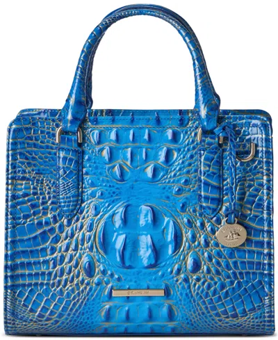 Brahmin Cami Croc Embossed Leather Satchel In Purple