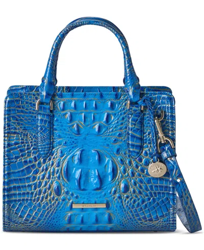 Brahmin Cami Croc Embossed Leather Satchel In Purple