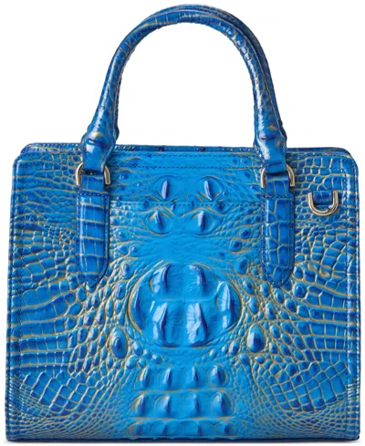 Brahmin Cami Croc Embossed Leather Satchel In Purple