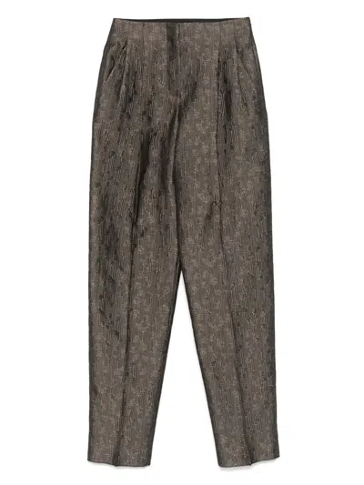 Giorgio Armani Jacquard Silk And Wool Single-pleat Trousers In Multi