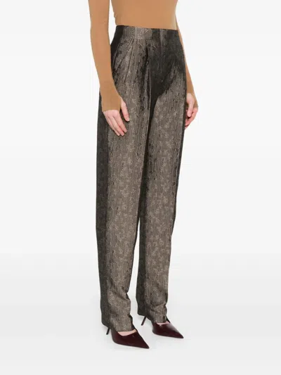 Giorgio Armani Jacquard Silk And Wool Single-pleat Trousers In Multi