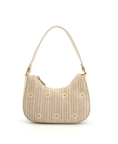 Like Dreams Nyomi Floral Straw Top Handle Shoulder Bag In Neutral