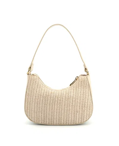 Like Dreams Nyomi Floral Straw Top Handle Shoulder Bag In Neutral