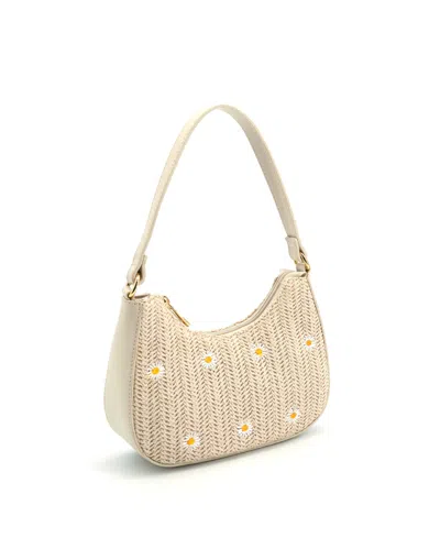 Like Dreams Nyomi Floral Straw Top Handle Shoulder Bag In Neutral