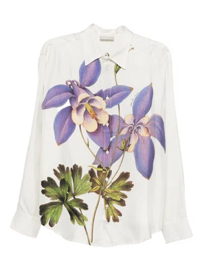 Pierre-louis Mascia Pierre Louis Mascia Printed Silk Shirt In White