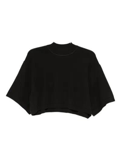 Alaïa Short Sleeve Crop T-shirt In Black
