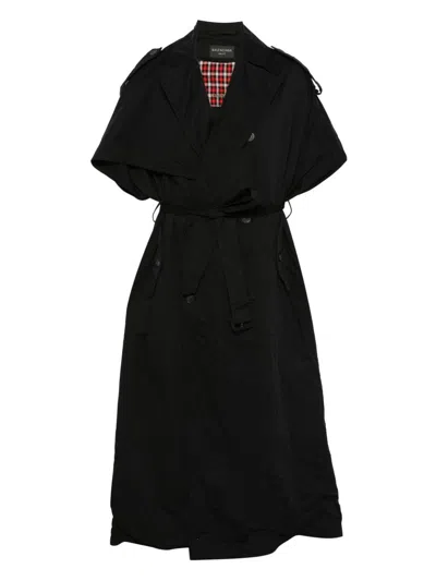 Balenciaga Stole Trench Coat Belted Waist In Black