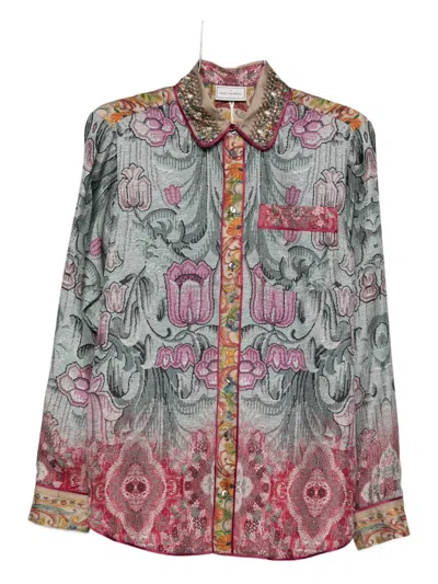 Pierre-louis Mascia Pierre Louis Mascia Printed Silk Shirt In Multi