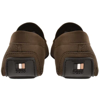 Hugo Boss Boss Noel Moccasin Shoes Dark Brown In Brown