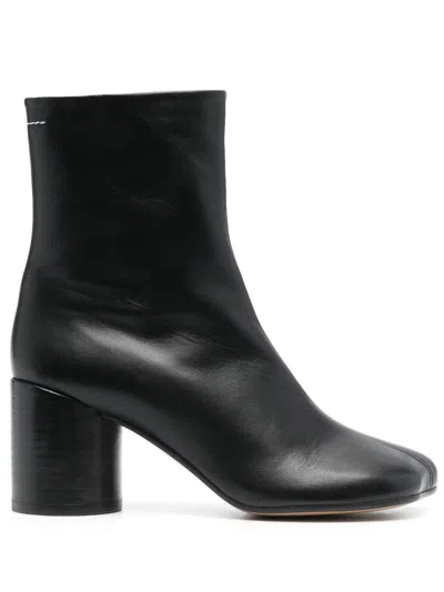 Mm6 Maison Margiela Mm6 By Maison Margiela Ankle Boots With Distinctive Seam Detail And Block Heel In Black