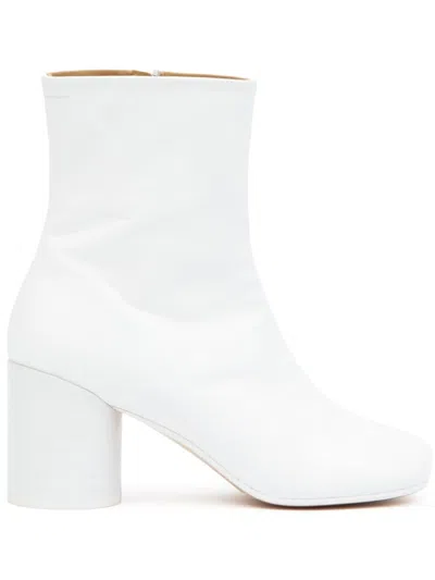 Mm6 Maison Margiela Leather Ankle Boots In White
