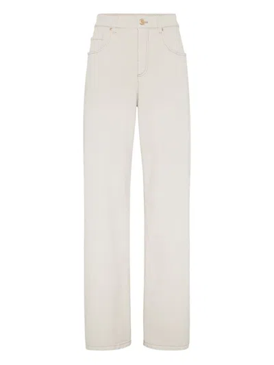 Brunello Cucinelli High-rise Straight-leg Jeans In White