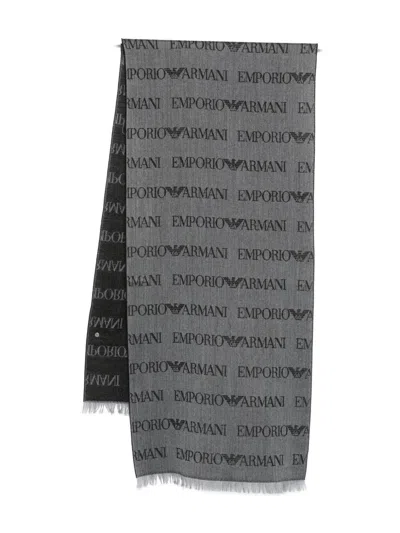 Emporio Armani Monogram-pattern Knitted Scarf