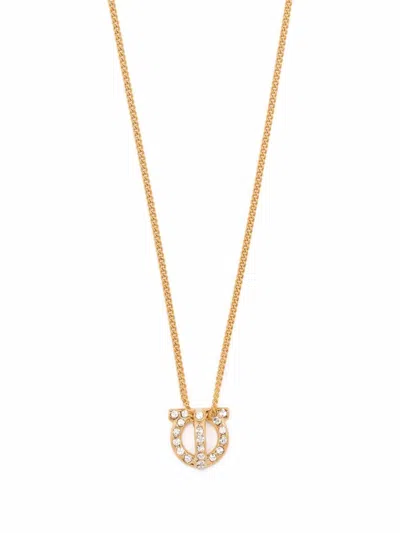 Ferragamo Gancini Necklace With Strass In Gold