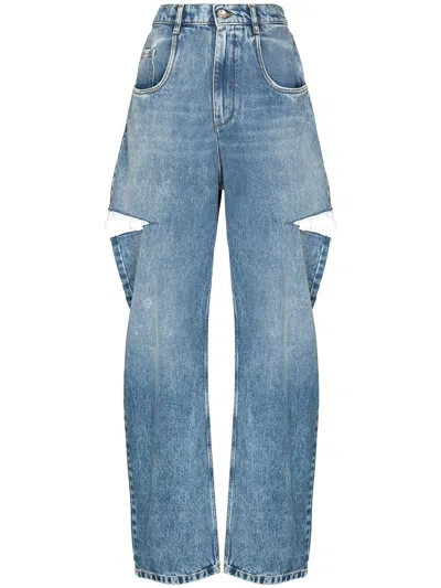 Maison Margiela Loose Fit Denim Jeans With Slash Details Clothing In Blue