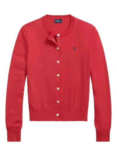 Polo Ralph Lauren Classic Button-down Cardigan With Subtle Logo In Red