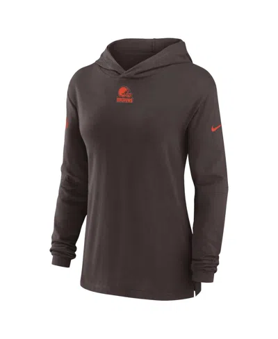 Nike Women's Brown Cleveland Browns Sideline Performance Long Sleeve Hoodie T-shirt