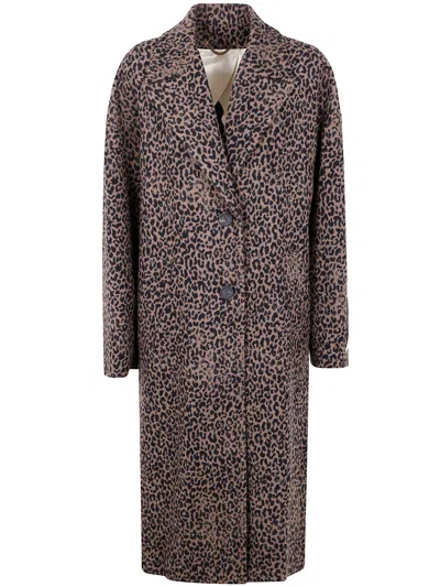Golden Goose "golden W`s" Cocoon Coat  Faded Leopard Jacquard Wool