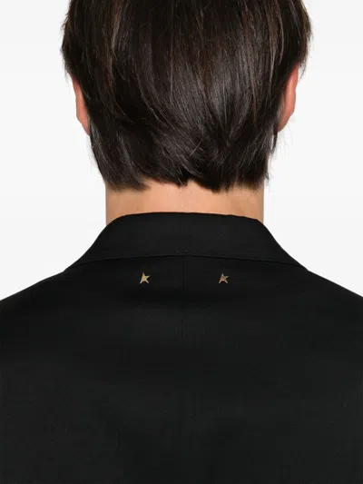 Golden Goose Men's Golden M`s Double Breasted Blazer Light Dry Wool Gabardine/ Printed Message Inside Contrast Li In Black