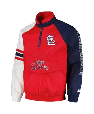 Starter Men's Red/navy St. Louis Cardinals Elite Raglan Half-zip Jacket In Red