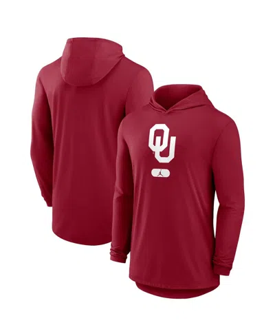 Jordan Men's Crimson Oklahoma Sooners Primetime Tri-blend Performance Long Sleeve Hoodie T-shirt In Red