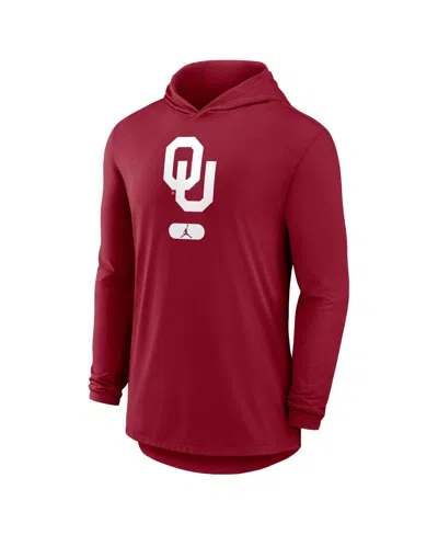 Jordan Men's Crimson Oklahoma Sooners Primetime Tri-blend Performance Long Sleeve Hoodie T-shirt In Red