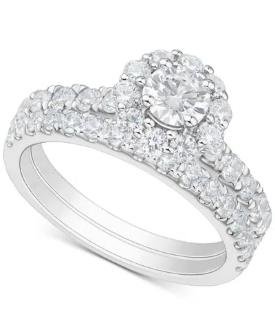Macy's Diamond Halo Bridal Ring Set (2 Ct. T.w.) In 14k White Gold