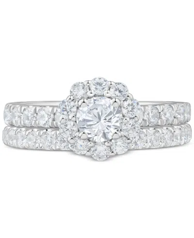 Macy's Diamond Halo Bridal Ring Set (2 Ct. T.w.) In 14k White Gold
