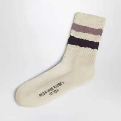 Golden Goose Ivory Socks In Cotton Blend In Multi