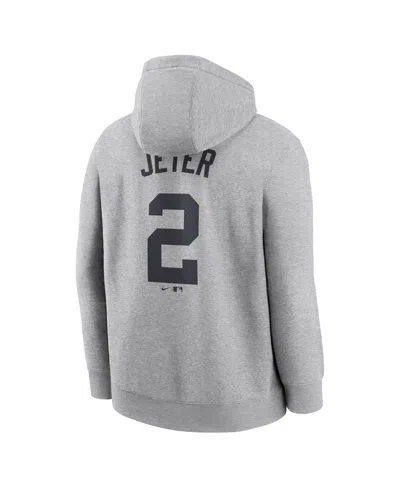 Nike Men's Derek Jeter Heather Gray New York Yankees Player Name Number Club Fleece Pullover Hoodie In Gray
