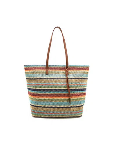 Like Dreams Auburn Striped Straw Tote Bag