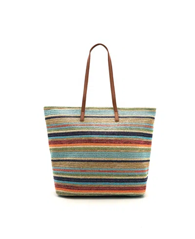 Like Dreams Auburn Striped Straw Tote Bag