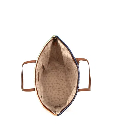 Like Dreams Auburn Striped Straw Tote Bag