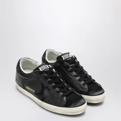 Golden Goose Super-star Black Low Trainer With Rhinestones