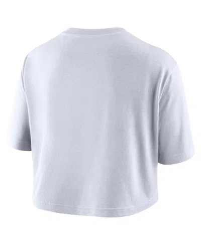Nike Women's White Indiana Fever Basketball Tonal Wordmark Cropped T-shirt