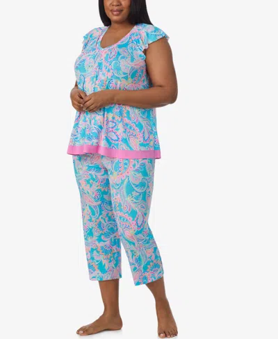 Ellen Tracy Plus Size Short Sleeve Cropped Pajama Set