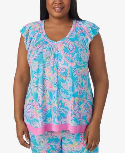 Ellen Tracy Plus Size Short Sleeve Cropped Pajama Set